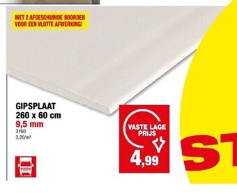 Hubo Gipsplaat 260 x 60 cm 9,5 mm aanbieding