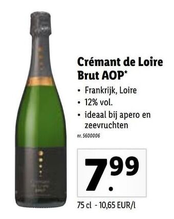Lidl Crémant de loire brut aop aanbieding
