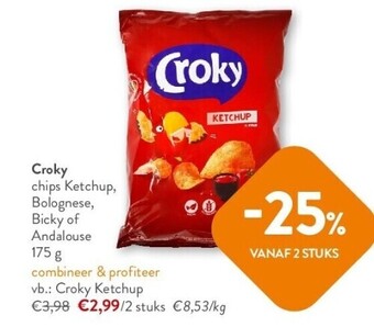 OKay Croky chips ketchup, bolognese, bicky of andalouse 175 g aanbieding