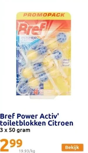 Action Bref power activ' toilet blocks citroen aanbieding