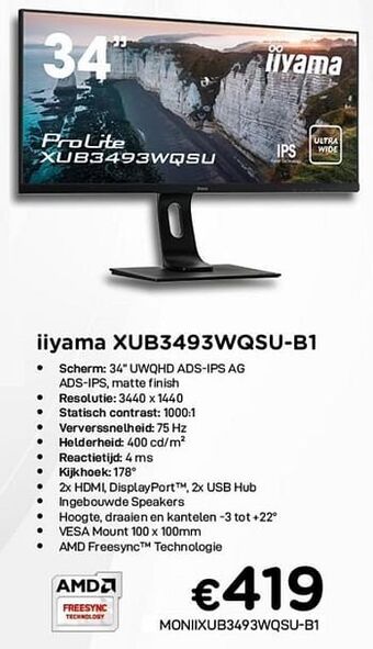 Iiyama xub3493wqsu-b1