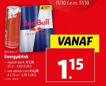 Lidl RED BULL Energydrink aanbieding