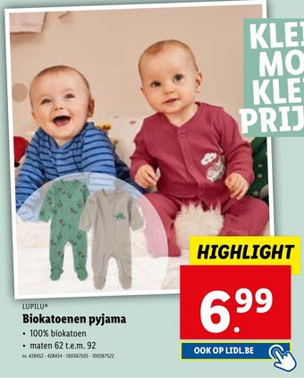 Lidl Biokatoenen pyjama aanbieding
