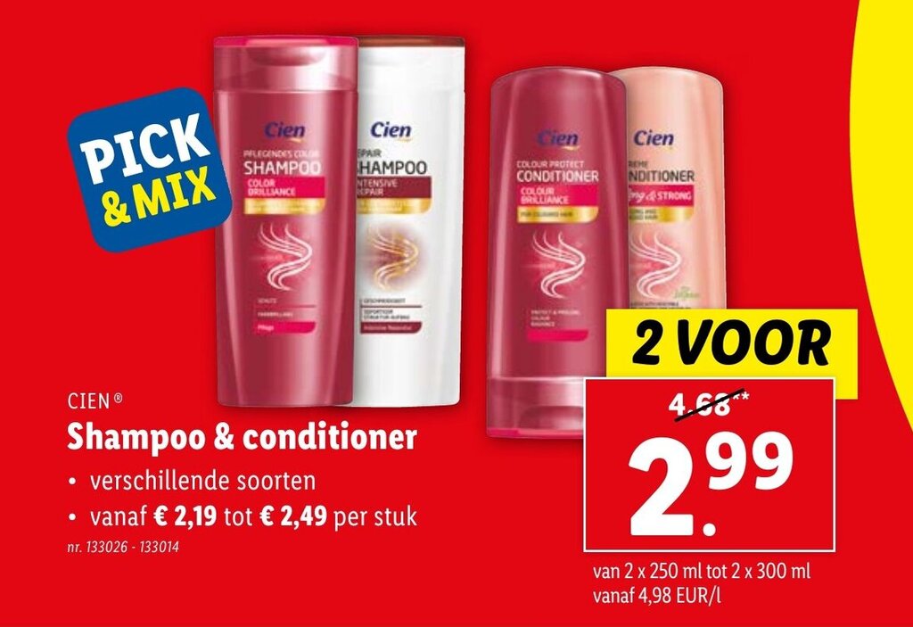 CIEN Shampoo & conditioner promotie bij Lidl