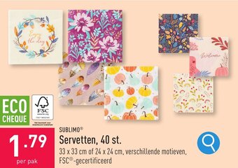 ALDI SUBLIMO Servetten aanbieding