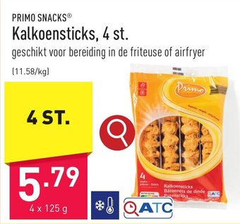 ALDI PRIMO SNACKS Kalkoensticks 4 x 125 g aanbieding