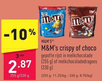 ALDI M&M's crispy of choco aanbieding