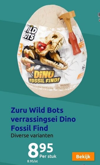Action Zuru Wild Bots verrassingsei Dino Fossil Find aanbieding