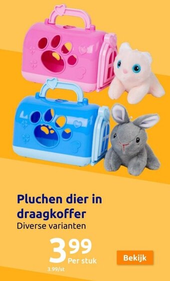 Action Pluchen dier in draagkoffer aanbieding