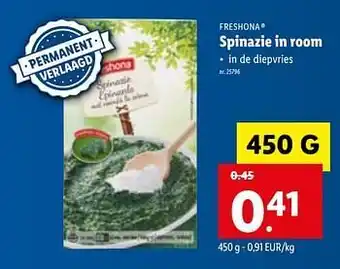 Lidl Spinazie in room aanbieding