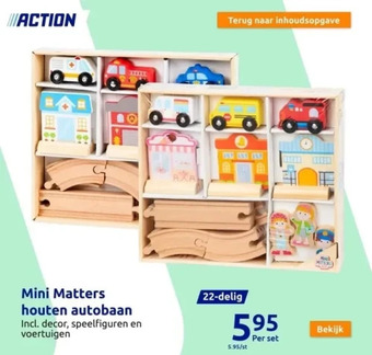 Action Mini matters houten autobaan aanbieding