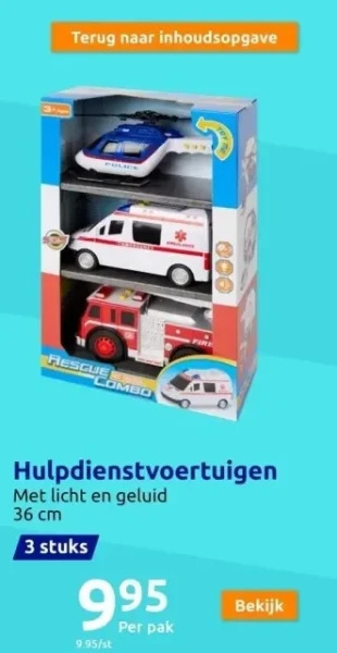Action Speelgoed hulpdienstvoertuigen aanbieding