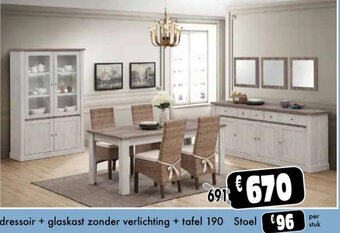 Budget Meubelen dressoir + glaskast zonder verlichting + tafel Set Prijs aanbieding