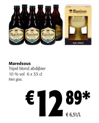 Colruyt Maredsous Tripel blond abdijbier 10 % vol 6 x 33 cl aanbieding