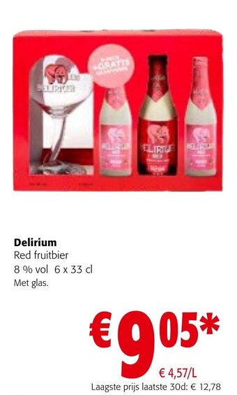Colruyt Delirium Red fruitbier 8 % vol 6 x 33 cl aanbieding