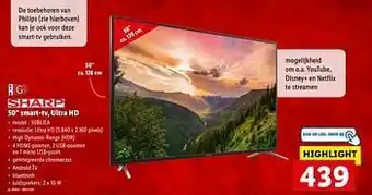 Lidl Sharp 50`` smart-tv, ultra hd aanbieding