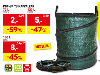 Hubo POP-UP TUINAFVALZAK 72 L aanbieding
