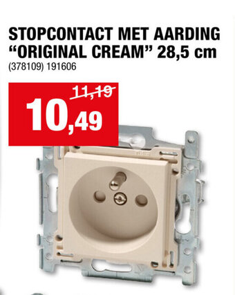 STOPCONTACT MET AARDING "ORIGINAL CREAM" 28,5 cm