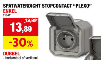Hubo SPATWATERDICHT STOPCONTACT "PLEXO" ENKEL aanbieding