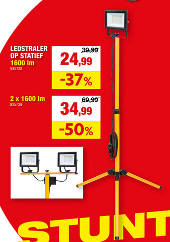 Hubo LEDSTRALER OP STATIEF 1600 lm aanbieding