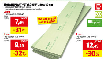 Hubo ISOLATIEPLAAT "STYRODUR" 250 x 60 cm aanbieding