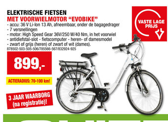 Hubo ELEKTRISCHE FIETSEN MET VOORWIELMOTOR "EVOBIKE" aanbieding