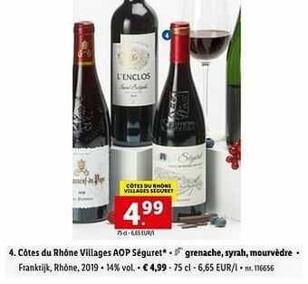 Lidl Côtes du rhône villages aop séguret aanbieding