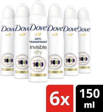 Bol.com Dove invisible dry anti-transpirant deodorant spray - 6 x 150 ml - voordeelverpakking aanbieding