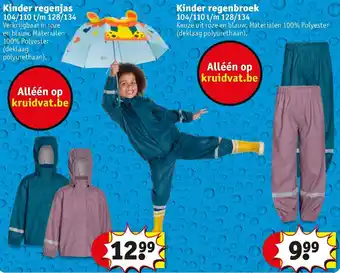 Kruidvat Kinder regenjas, Kinder regenbroek aanbieding