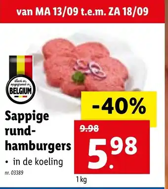 Lidl Sappige rund hamburgers 1kg aanbieding