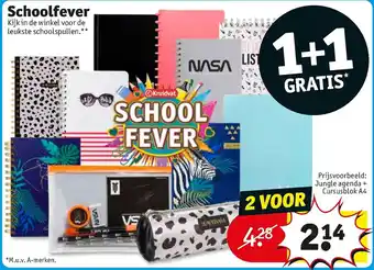 Kruidvat Schoolfever Jungle agenda+Cursusblok A4 aanbieding