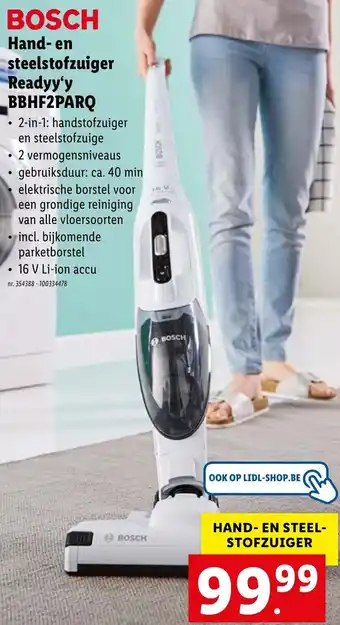Lidl BOSCH Hand-on steelstofzuiger readyy'y BBHF2PARQ aanbieding