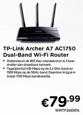 CompuDeals Tp-link archer a7 ac1750 dual-band wi-fi router aanbieding
