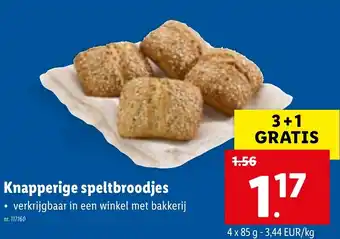 Lidl Knapperige speltbroodjes 4x85g aanbieding
