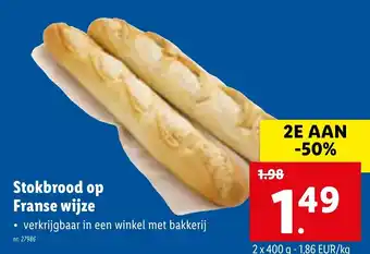 Lidl Stokbrood op franse wijze 2x400g aanbieding