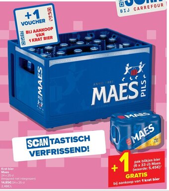 Carrefour Krat bier Maes 24 x 25 cl aanbieding