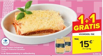 Carrefour Verse lasagne bolognese Traiteur Trattoria Carrefour 2 x 1,2 kg aanbieding