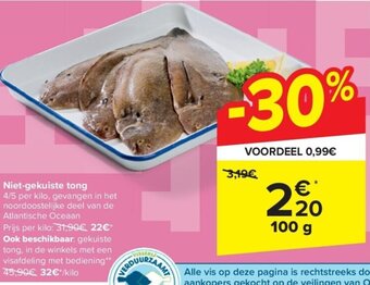 Carrefour Niet-gekuiste tong 100 g aanbieding