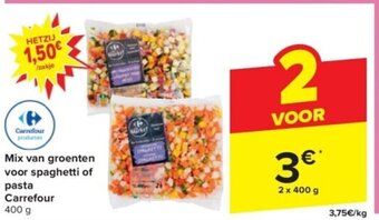 Carrefour Mix van groenten voor spaghetti of pasta Carrefour 2 x 400 g aanbieding
