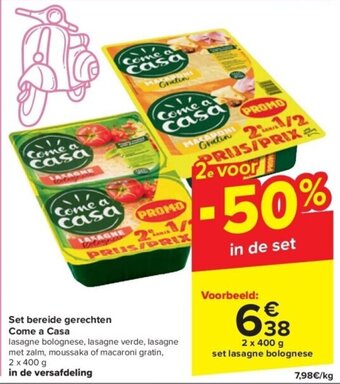 Carrefour Set bereide gerechten Come a Casa 2 x 400 g aanbieding