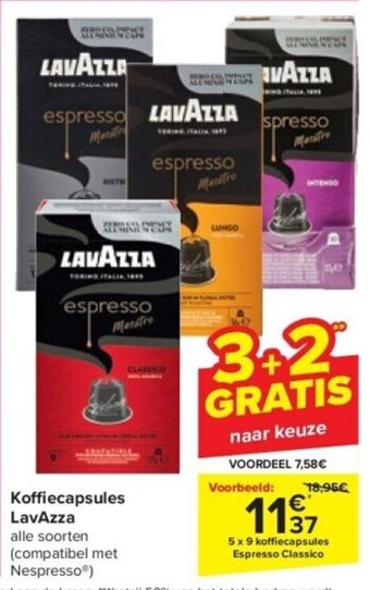 Carrefour Koffiecapsules LavAzza aanbieding