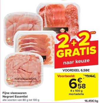 Carrefour Fijne vleeswaren Negroni Essentiel 4 x 100 g aanbieding