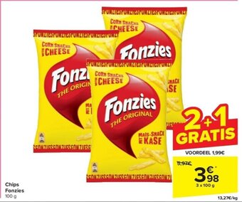 Carrefour Chips Fonzies 3 x 100 g aanbieding