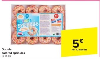 Carrefour Donuts colored sprinkles aanbieding