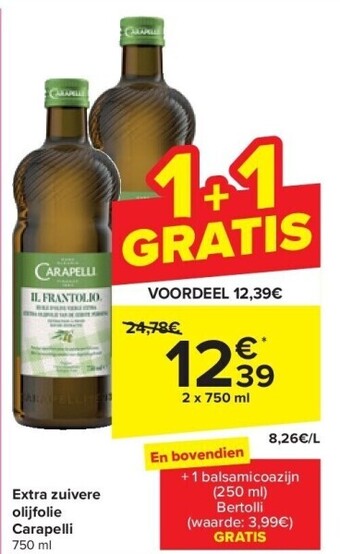 Carrefour Extra zuivere olijfolie Carapelli 2 x 750 mL aanbieding