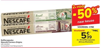 Carrefour Koffiecapsules Nescafé Farmers Origins 2 x 10 aanbieding