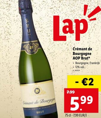 Lidl Cremant de bourgogne AOP brut aanbieding