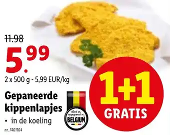 Lidl Gepaneerde kippenlapjes 2x500g aanbieding