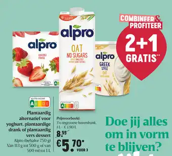 Delhaize Plantaardig alternatief voor yoghurt, plantaardige drank of plantaardig vers dessert aanbieding