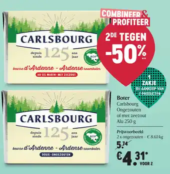 Delhaize Boter Carlsbourg Ongezouten of met zeezout aanbieding